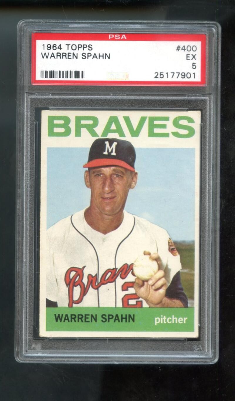 1964 Topps #400 Warren Spahn PSA 5 Graded Baseball Card Milwaukee Braves