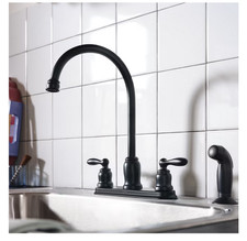 Moen Caldwell Matte Black Double Handle Deck-mount Kitchen Faucet W/Sprayer