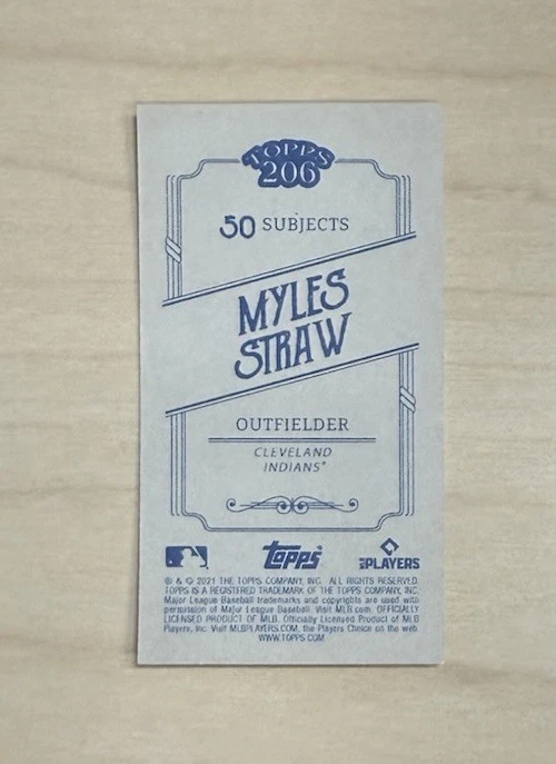 MYLES STRAW - 2021 Topps 206 - Wave 10 [Base] - #45 - CLEVELAND INDIANS - Image 2 of 2
