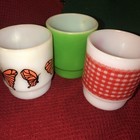3 DIF ANCHOR HOCKING MILK GLASS STACKABLE COFFEE MUG RED GINGAM.. BUTTERFLY 1 GR — photo 8
