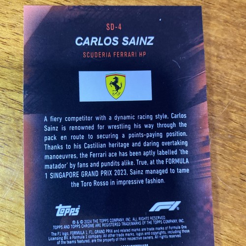 Carlos Sainz Speed Demons Topps Chrome F1 Scuderia Ferrari HP F1 Topps Chrome - Picture 5 of 5
