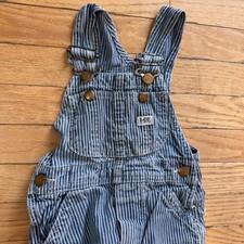 Vintage Lee Kids Hickory Stripe Denim Overalls Union Made USA Railroad Stripe