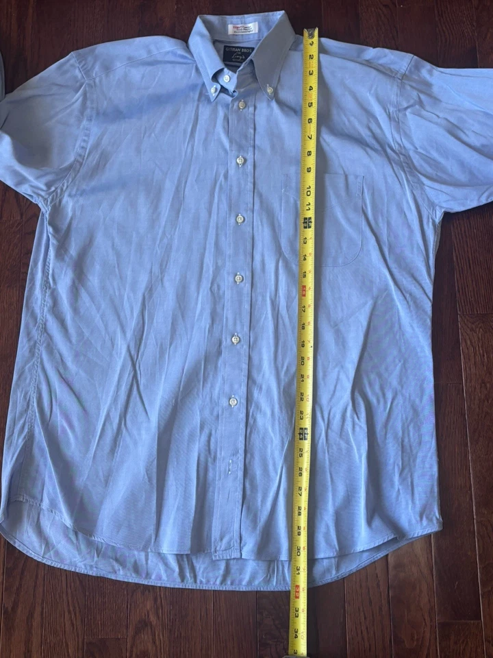 Camisa de vestir Gitman Brothers para hombre 16 33 azul 2x2 algodón Oxford TTX Pinport EE. UU. Foto 4 de 4