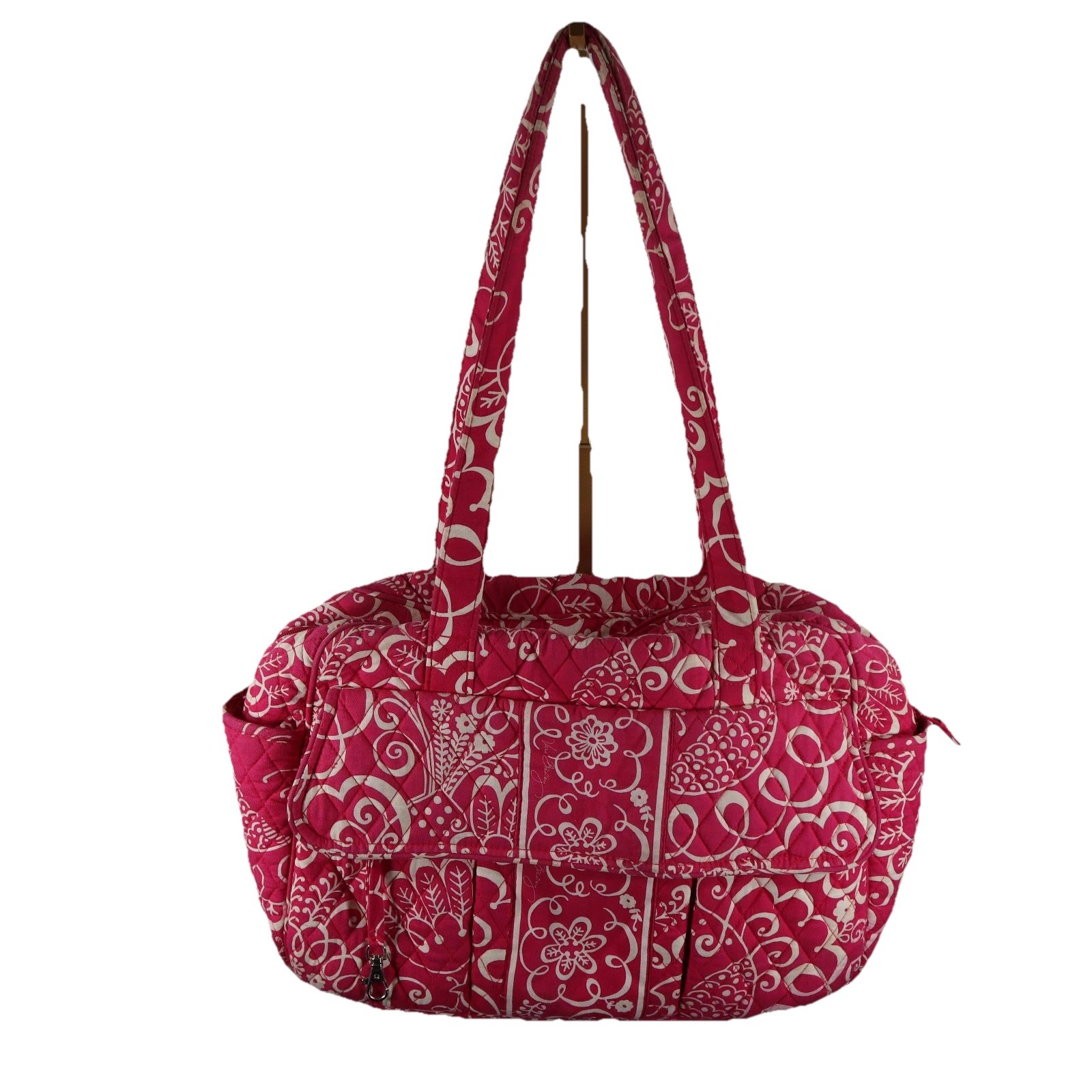 Vera Bradley Retired Pink Floral Quilted Tote Bag 16×9×5 Spacious Diaper Bag