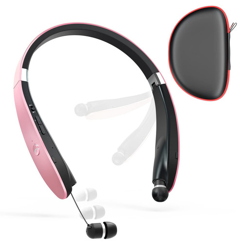 Foldable Bluetooth Headphones, Wireless Neckband Headset with Retractable Ear... - Foto 1 di 7