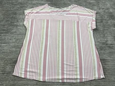 Naif Top Womens XXL Pink Striped Short Sleeve Casual