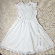Vintage 1980s Dorissa Girls 12 Years White Eyelet Sleeveless Spring Dress