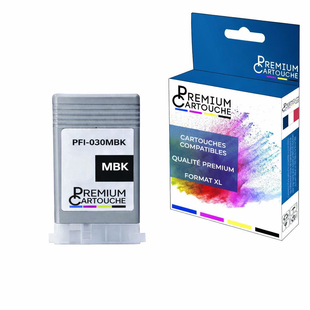 Cartouche PFI030 Noir Mat 55 ml compatible pour traceur grand format
