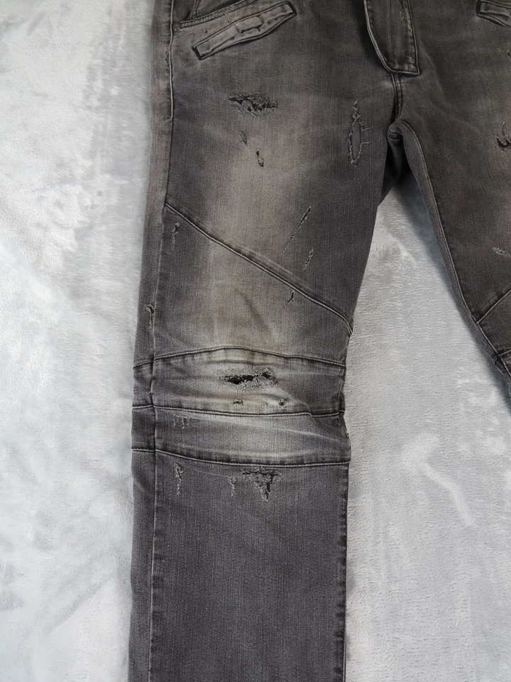 Pierre Balmain Jeans Mens 40 Black Distressed Biker Slim Fit Made In Italy Denim - Image 4 of 4