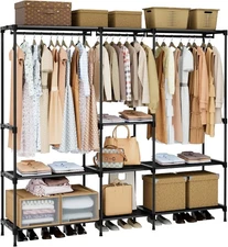 Portable Closet, 71.7" Large Capacity Wardrobe, Black PCT035B01 #R026