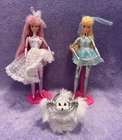 VTG 1986 Mattel Spectra Doll, Astra Gold, Pet Spark Collection Lot With Stands