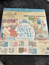 Graphic 45 Come Away with Me 12 x12 Paper Pad and Chipboard sheets