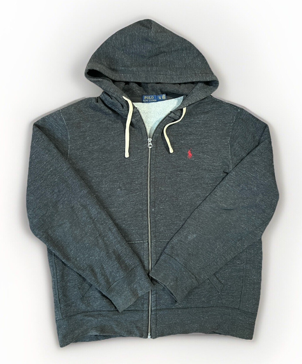 Polo Ralph Lauren Felpa con Cappuccio Uomo XL Grigio Grigio Pile Pesante Rosso Pony