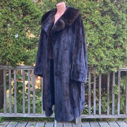 Vintage Mink fur Long Coat fits Women's size L - Picture 2 of 13