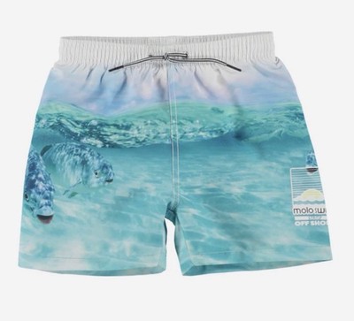 Molo Niko Funny Fish Boys Blue  Swim Trunks - Sz 110/116 Denmark US Sz 5/6 Yr