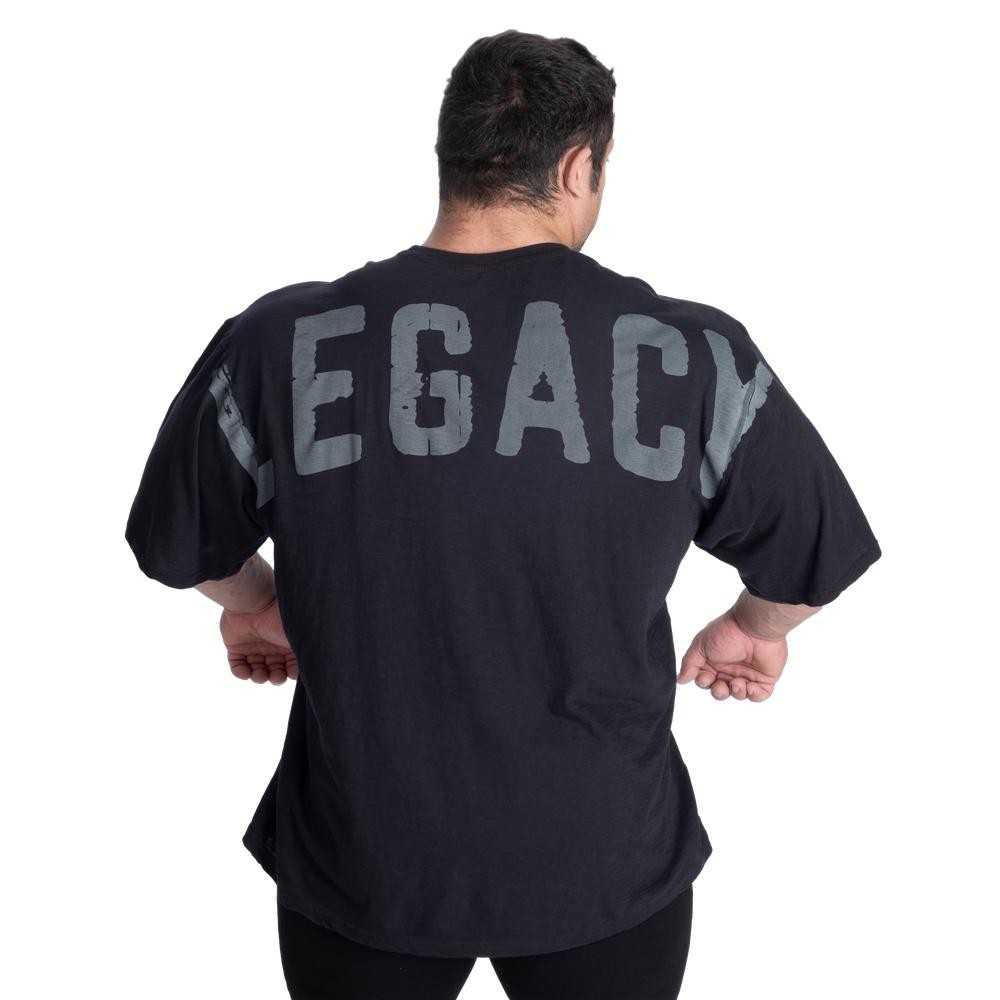 Better Bodies Legacy Slub Iron Tee Постиранная черная негабаритная футболка для бодибилдинга