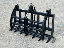 60" Root Rake Clam Grapple Attachment Fits Compact Tractor Loader Quick Attach