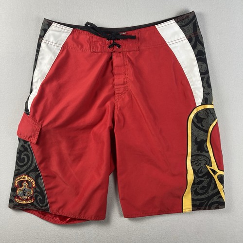 Quiksilver Board Shorts Mens Red Eddie Aikau Color Block Y2K  - Picture 1 of 18