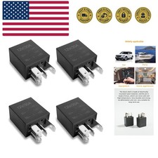 4 Pack 30A Multi-Purpose Automotive Starter Relay, 5 Pin 12V Black Heavy Duty...
