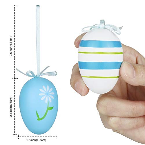 12Pcs Easter Decorations Eggs Hanging Ornaments Colorful for Easter Tree - Picture 6 of 8