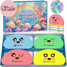 Rainbow Kids Bath Ball Gift Set, 4-Piece Handmade Natural Organic Bath Balls Bub