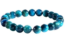 8MM 925 Sterling Silver Pearl Beaded Bracelet for Women | Ocean Blue Tiger Eye C