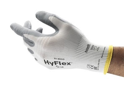 Ansell 11-800 Nylon Glove, Gray Foam Nitrile Coating, Knit Wrist Cuff, Medium...