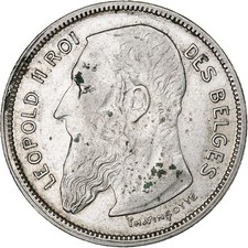 [#1048269] Belgium, Leopold II, 2 Francs, 2 Frank, 1909, Silver, AU, KM:59