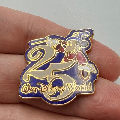Walt Disney World 25th Anniversary Sorcerer Mickey Mouse Lapel Pin Enamel