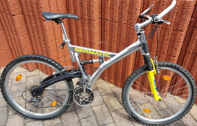 Germatec Mountainbike Vollfederung 21 Gänge 26 Zoll Shimano Deore LX silber gelb