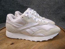 Vintage Reebok Classic Nylon 90s Men's Size 8 US White Cream Suede Retro Shoes