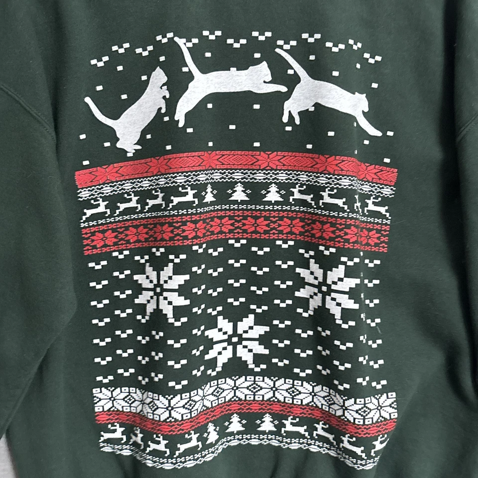 Толстовка Gildan большой кот Рождество уродливый свитер Fair Isle праздник смешной - Изображение 2 из 4
