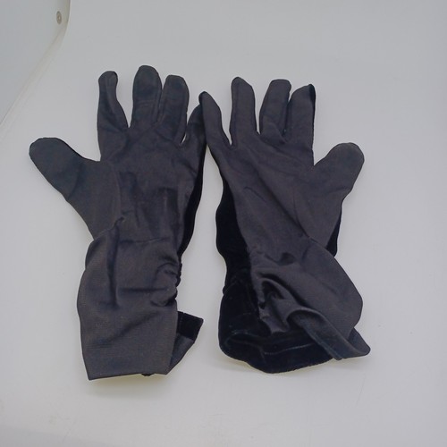 Vintage Fownes Make Silk Velor Ruched Black Gloves Size 7 1940s - Picture 4 of 9