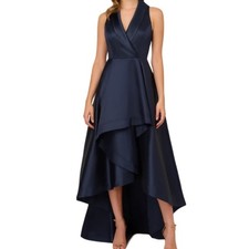 Adrianna Papell Tuxedo High Low Gown - Midnight 14W