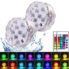2Pack Submersible LED Lights Waterproof Pool Lights Underwater with 16 Colors, R