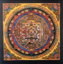 Thangka Tibet Antik Kunstwerk 32 x 32cm Neu