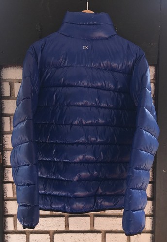CALVIN KLEIN SHINY BLUE PUFFER JACKET MENS SIZE S LIGHTWEIGHT ZIP UP JACKET - Picture 7 of 11