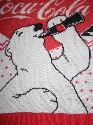 Coke Polar Bear Christmas Sweater Coca Cola Fair Nordic Heart Adult Unisex Small - Picture 2 of 5