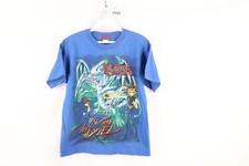 Vtg 90s Yu Gi Oh Boys Medium Faded Spell Out Short Sleeve T-Shirt Blue Cotton