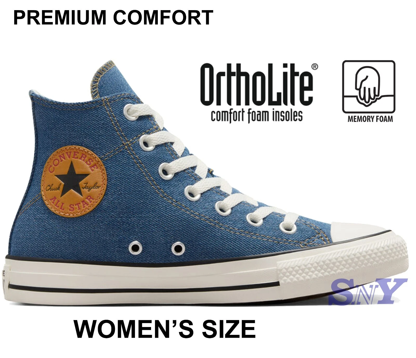 Converse Women's Chuck Taylor Denim Jeans Style Navy Sneakers A12046F NEW KIcks