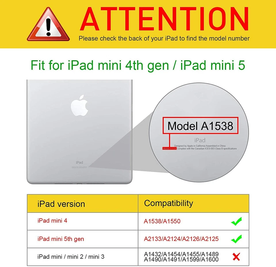 Case for iPad Mini 4 7.9'' Multi-Angle Viewing Folio Smart Stand Protective Cove - Image 2 of 4