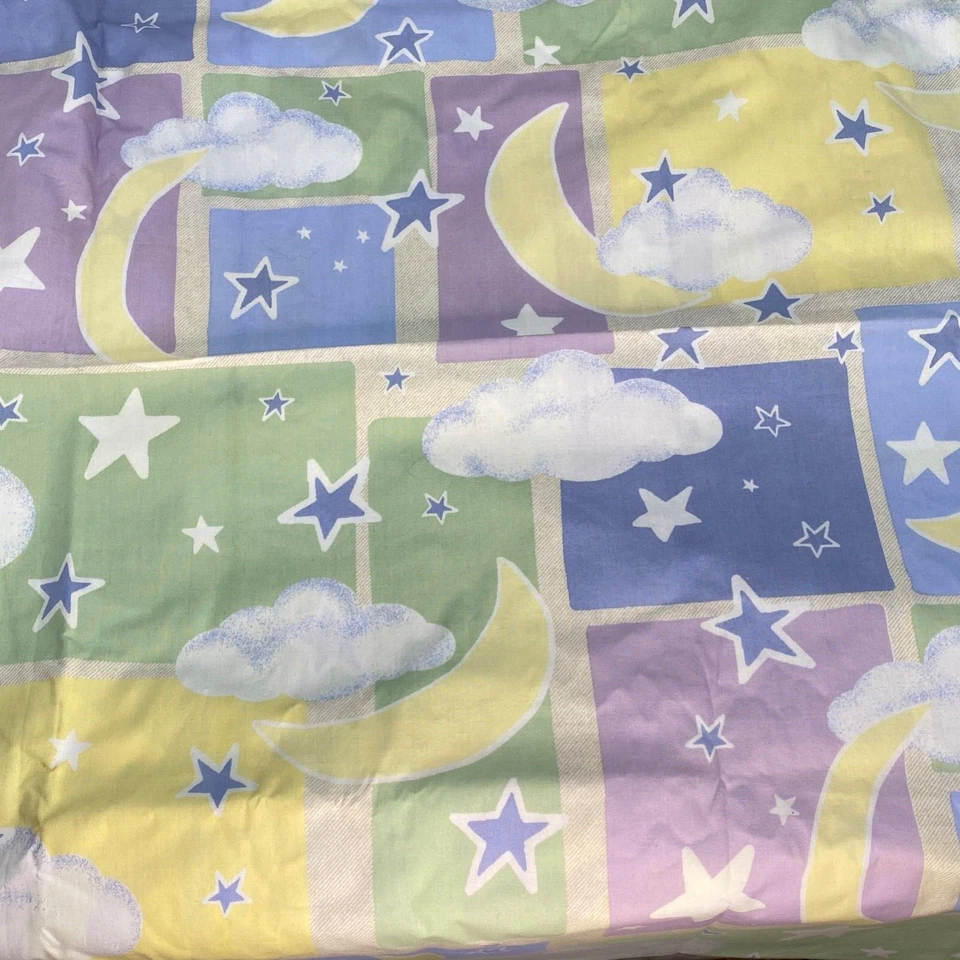 De Colección Algodón Claro Pastel Nubes Luna Estrellas Bebé Edredón Respaldo Tela 49" x 2 yardas Foto 4 de 4