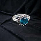 London Blue Topaz Gemstone Round 925 Sterling Silver Handmade Jewelry Gift Ring