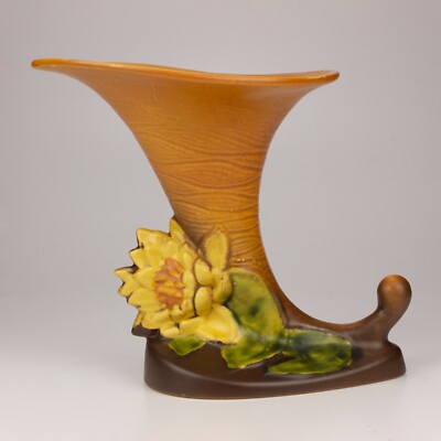 HO-HO ローズオニールのデザイン vintage CAMEO ソフビ14cm Roseville Pottery Vintage Water Lily Cornucopia Vase, Shape 178-8