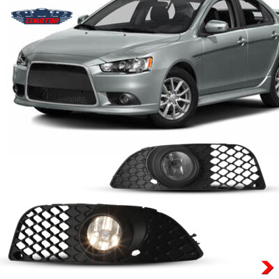 Pair For 2009-2015 Mitsubishi Lancer Fog Lights Driving Bumper Lamp Left & Right