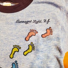 Vintage 1970s Barnegat Light NJ Footprints Ringer T-Shirt, Youth Large 14-16