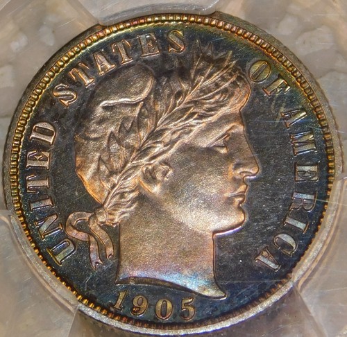 1905 Barber/Liberty Head Dime Certified PCGS PR66 CAC Toned PQ Silver Proof - Picture 3 of 6