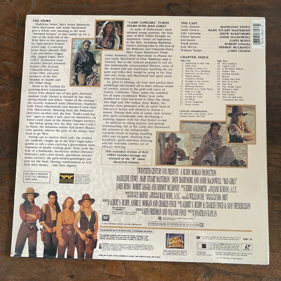 Bad Girls - LASERDISC - Widescreen - Madeleine Stowe / 1994 new sealed - Image 2 of 2