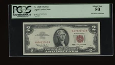 DBR 1963 $2 Legal Fr. 1513 PCGS AU-50 Serial A07633743A