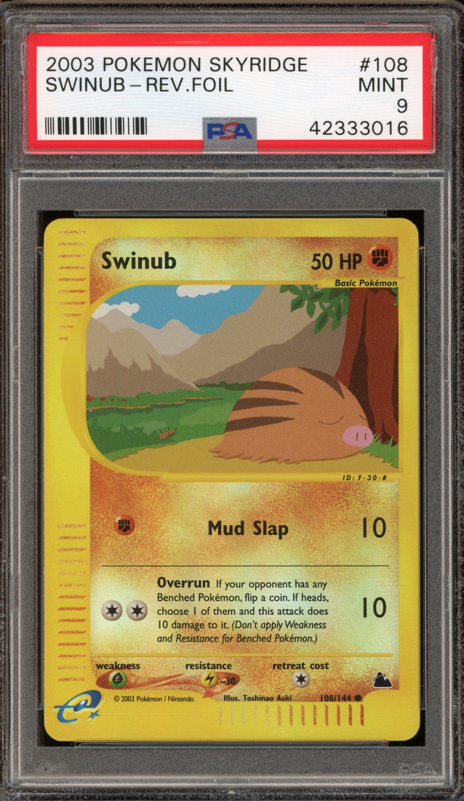 Pokemon Swinub Skyridge Reverse Holo #108 PSA 9 Mint
